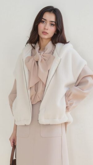 フード付きフェイクファーベスト