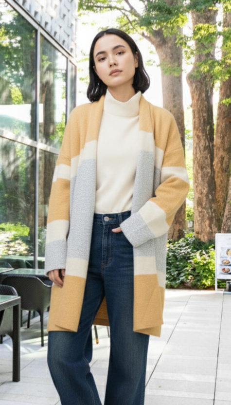 ボーダーニットトッパー