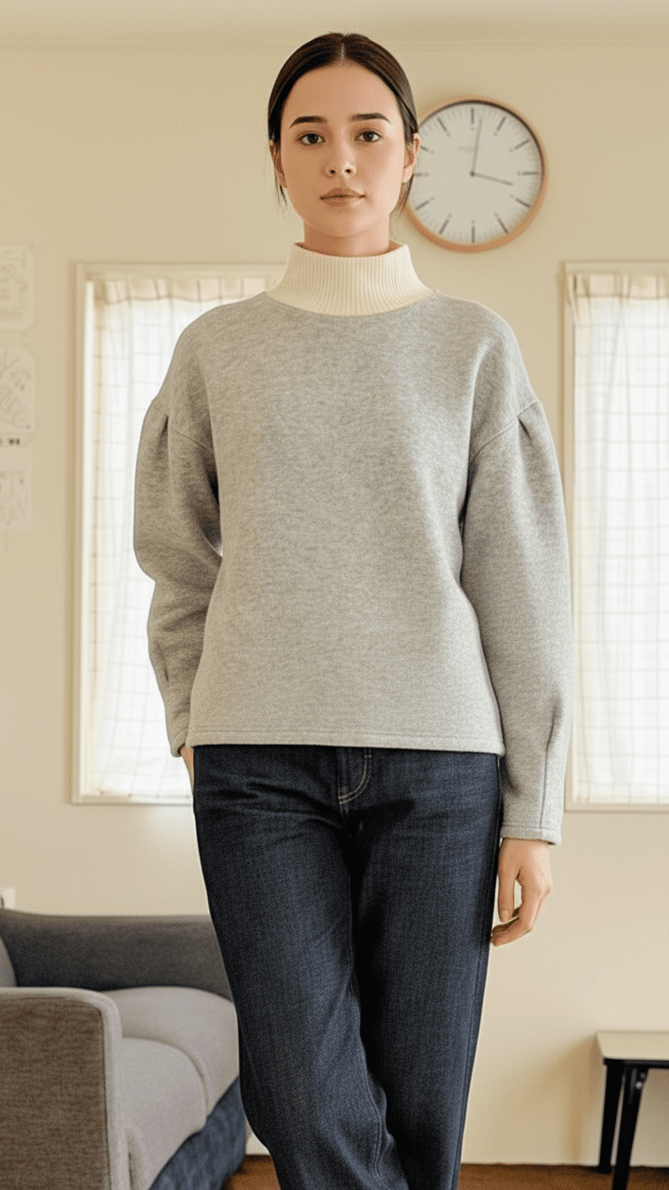 バイカラーニットプルオーバー