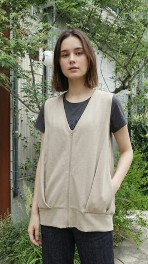 リネンライクメッシュ タックジレ