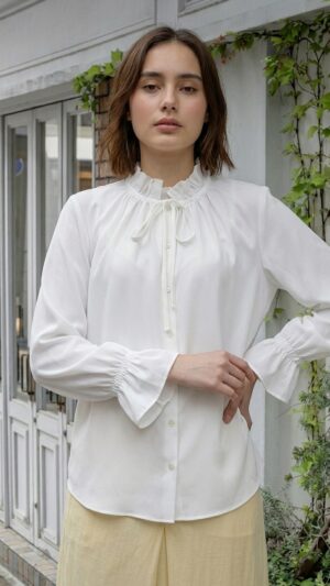 フリルリボンブラウス