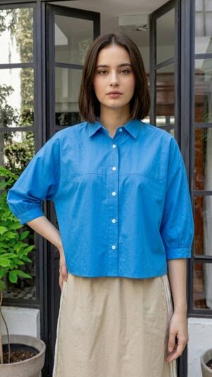 クロップド丈7スリーブシャツ