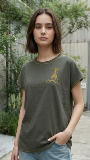 ライン刺繍フレンチTシャツ