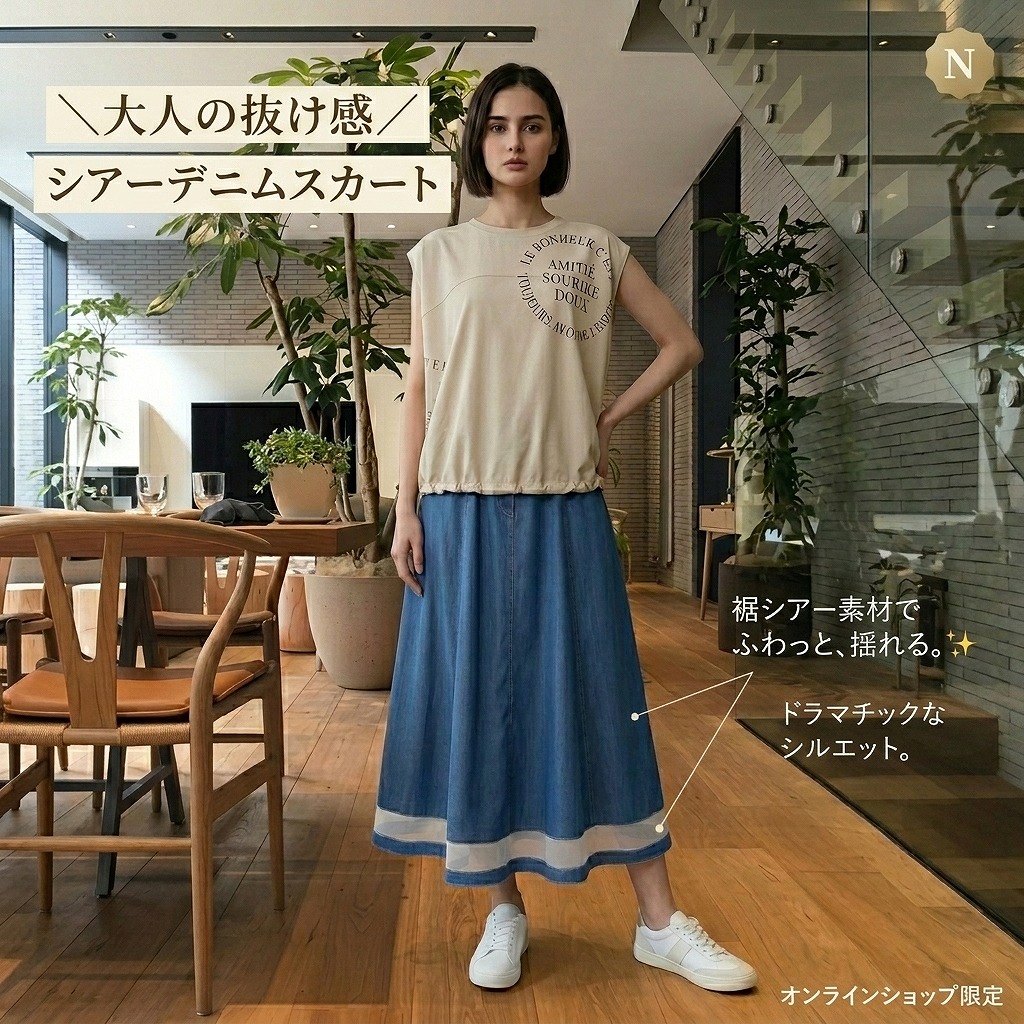 デニムなのに、この「抜け感」✨