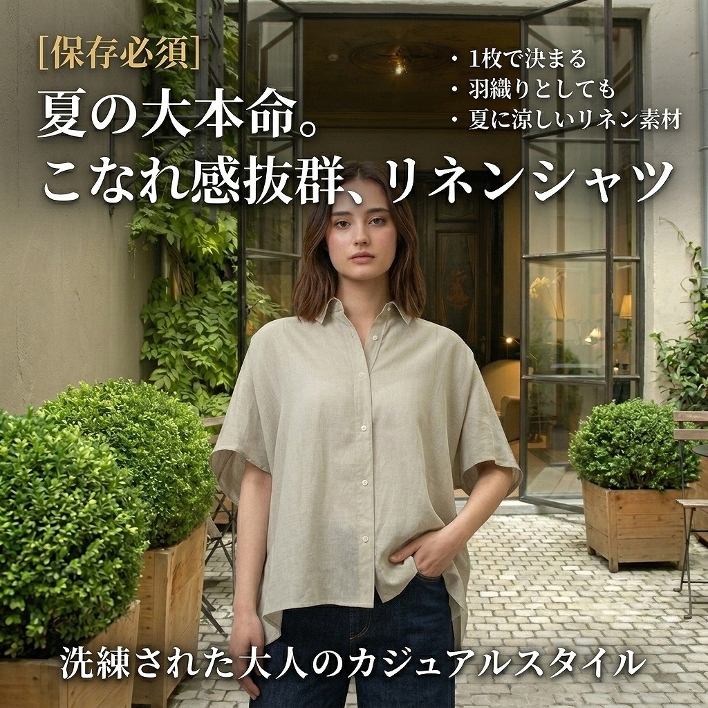【保存必須】1枚着でも、夏の羽織りでも。着回し力無限大の万能リネンシャツ 🔄