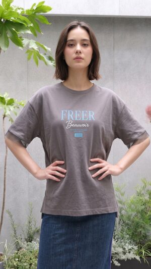袖口シースルーロゴTシャツ