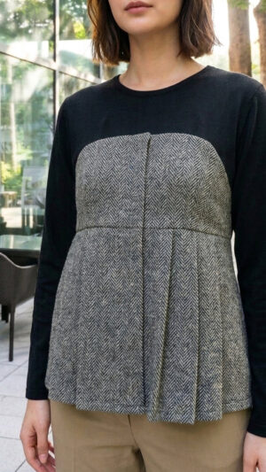 アシンメトリープリーツ レイヤード風PO